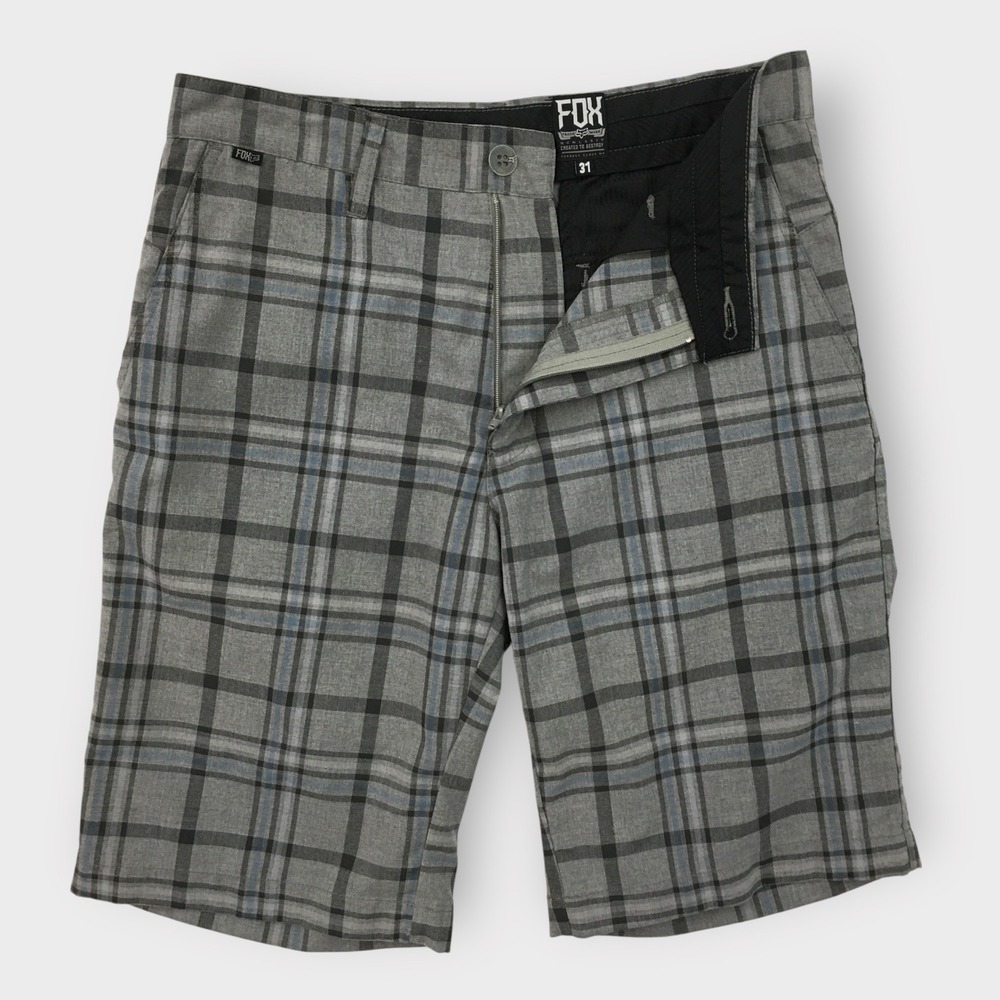 Fox Racing Plaid Shorts Size 31 Mens Gray Created to‎ Destroy Casual